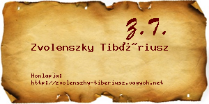 Zvolenszky Tibériusz névjegykártya